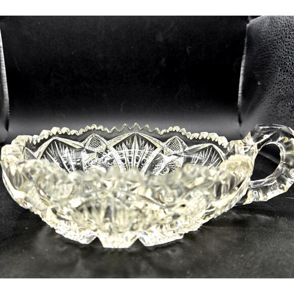 VTG Imperial Glass Nucut Handled Nappy Dish Sawtooth Rim Hobstars Arches - Picture 3 of 7